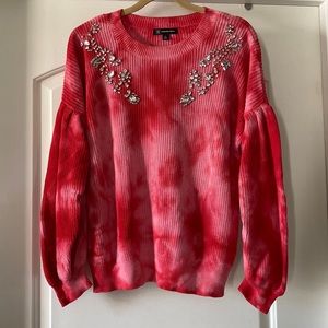 Tie Dye Rhinestone Embellished Knit Sweater